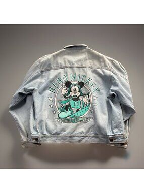 Vintage Mickey & Co Aero Mickey Mouse Denim Jean Jacket Men’s Airplane Disney